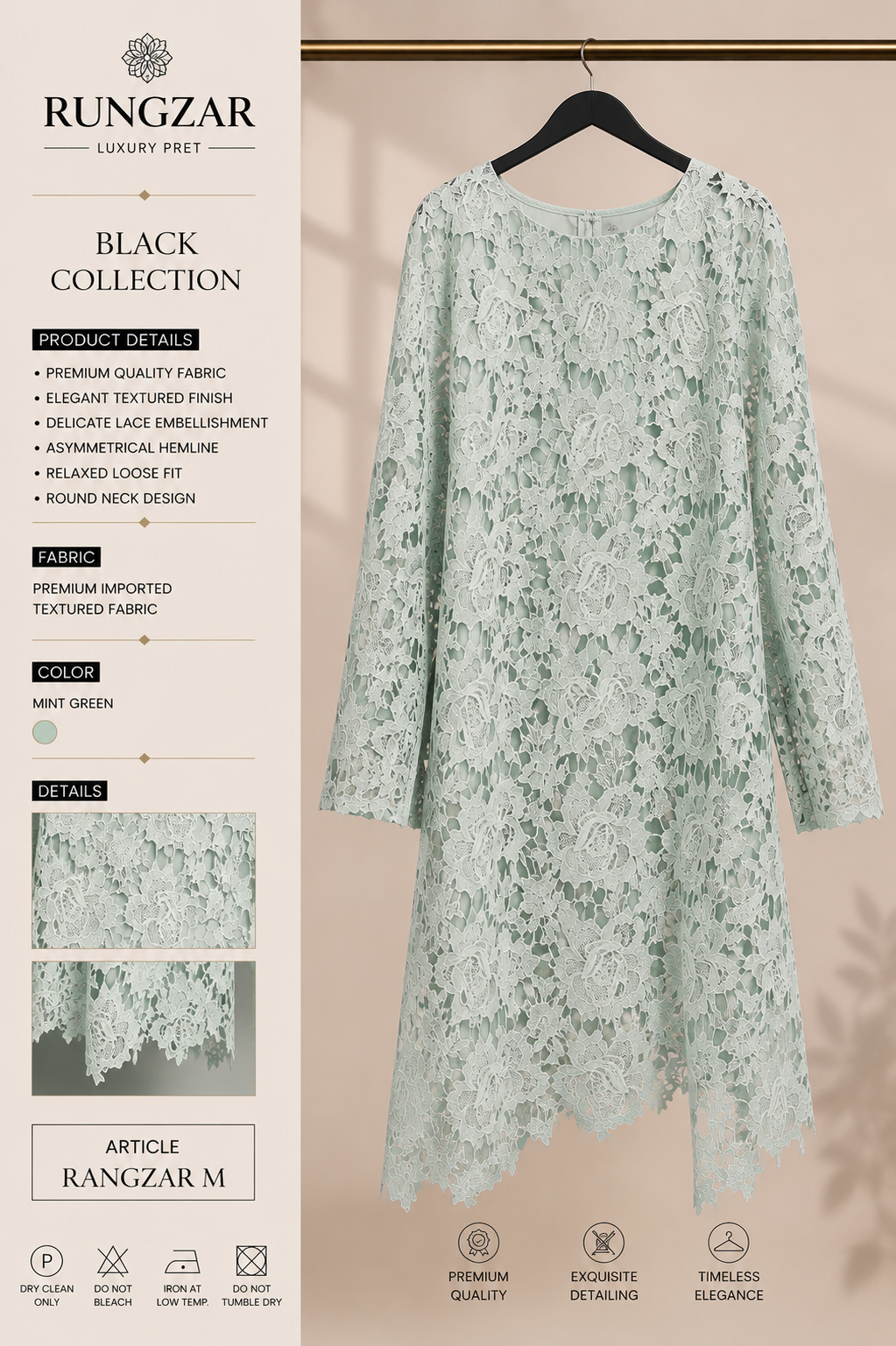 Rungzar M (Mint Green Lace Luxury Pret)