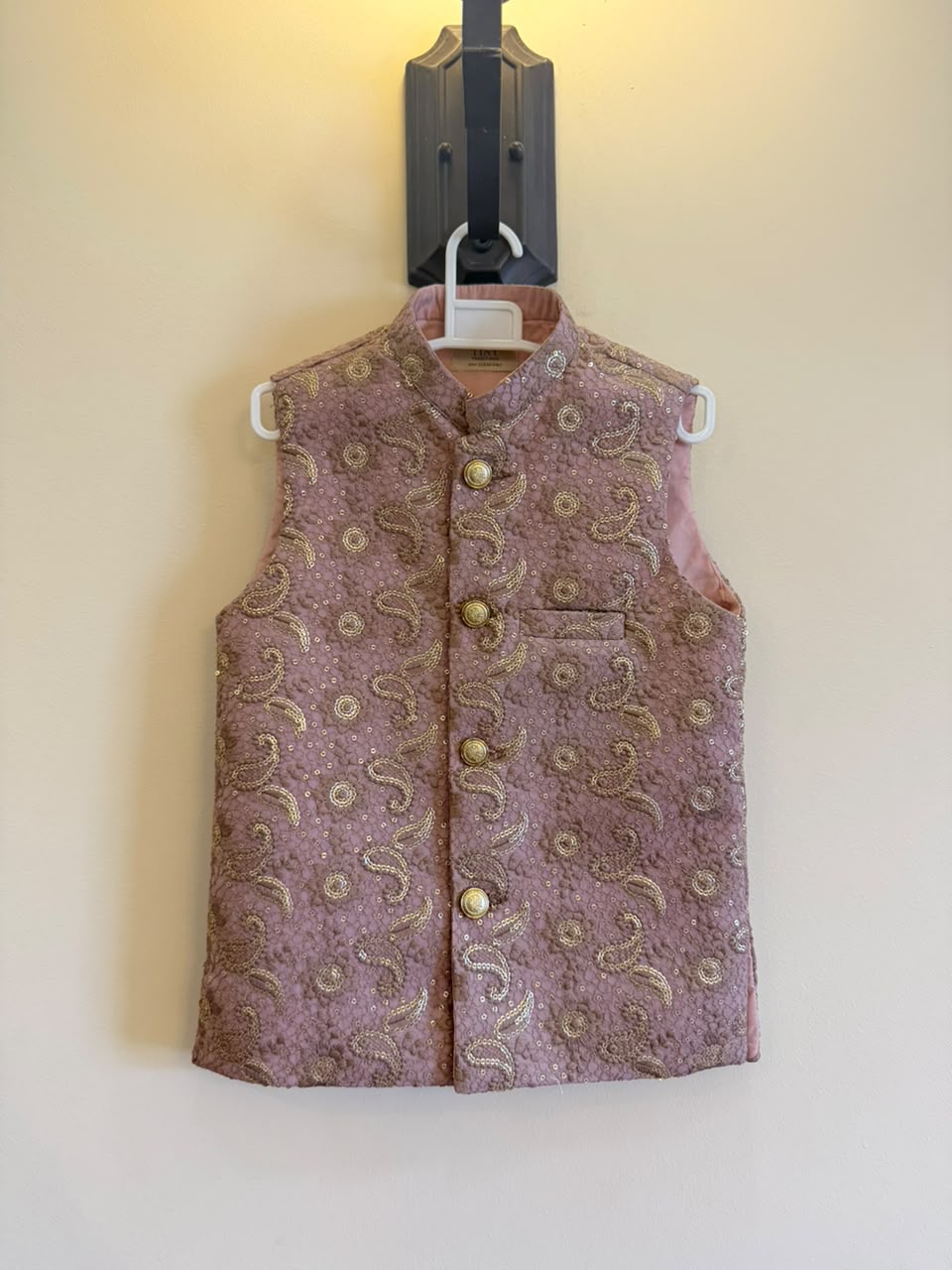 Girls Dusty Pink Embroidered Waistcoat – Luxury Traditional Pakistani Kids Wear